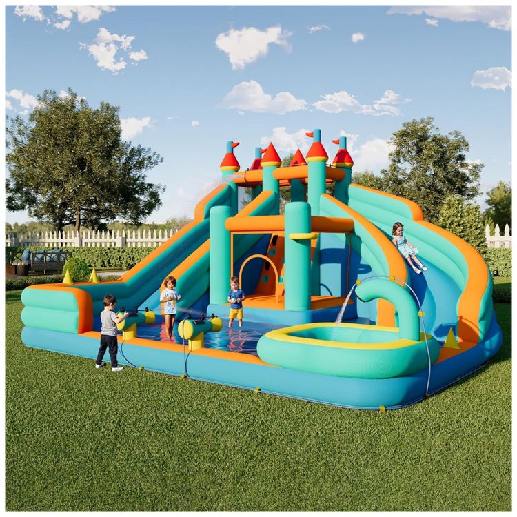 Parque-Aquatico-Inflavel-Albott-com-Toboga-Duplo-e-Piscina-Imagem-0