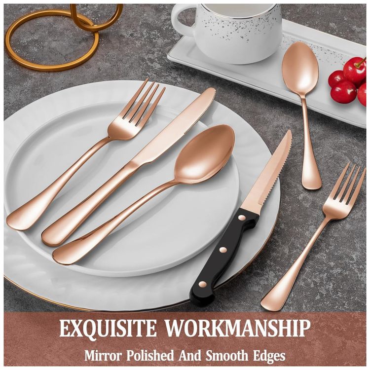 Kit-de-Talheres-Rose-Gold-com-24-Pecas-com-Facas-de-Jantar-Imagem-3