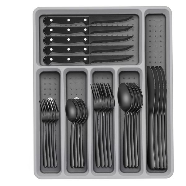 Kit-de-Talheres-Preto-de-49-Pecas-com-Organizador-EWFEN-em-Imagem-0