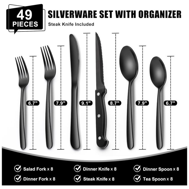 Kit-de-Talheres-Preto-de-49-Pecas-com-Organizador-EWFEN-em-Imagem-1