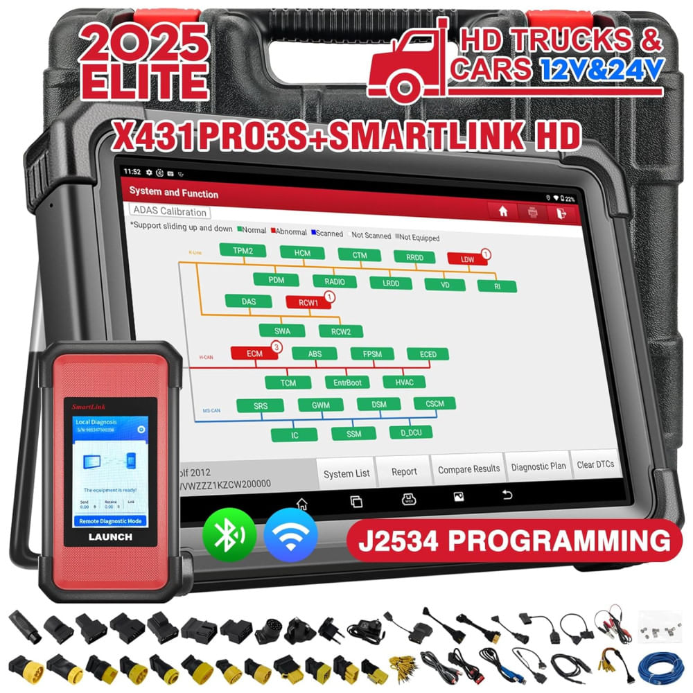 Scanner de Diagnóstico Inteligente X431 PRO3S+SMARTLINK HD para Caminhões Pesados - Tecnologia Avançada Bidirecional Diesel/Gasolina de Última