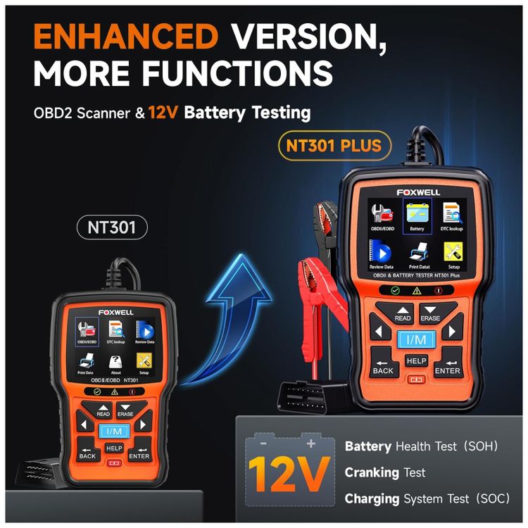 FOXWELL-NT301-Plus--Scanner-OBD2-e-Testador-de-Bateria-2-em-Imagem-1