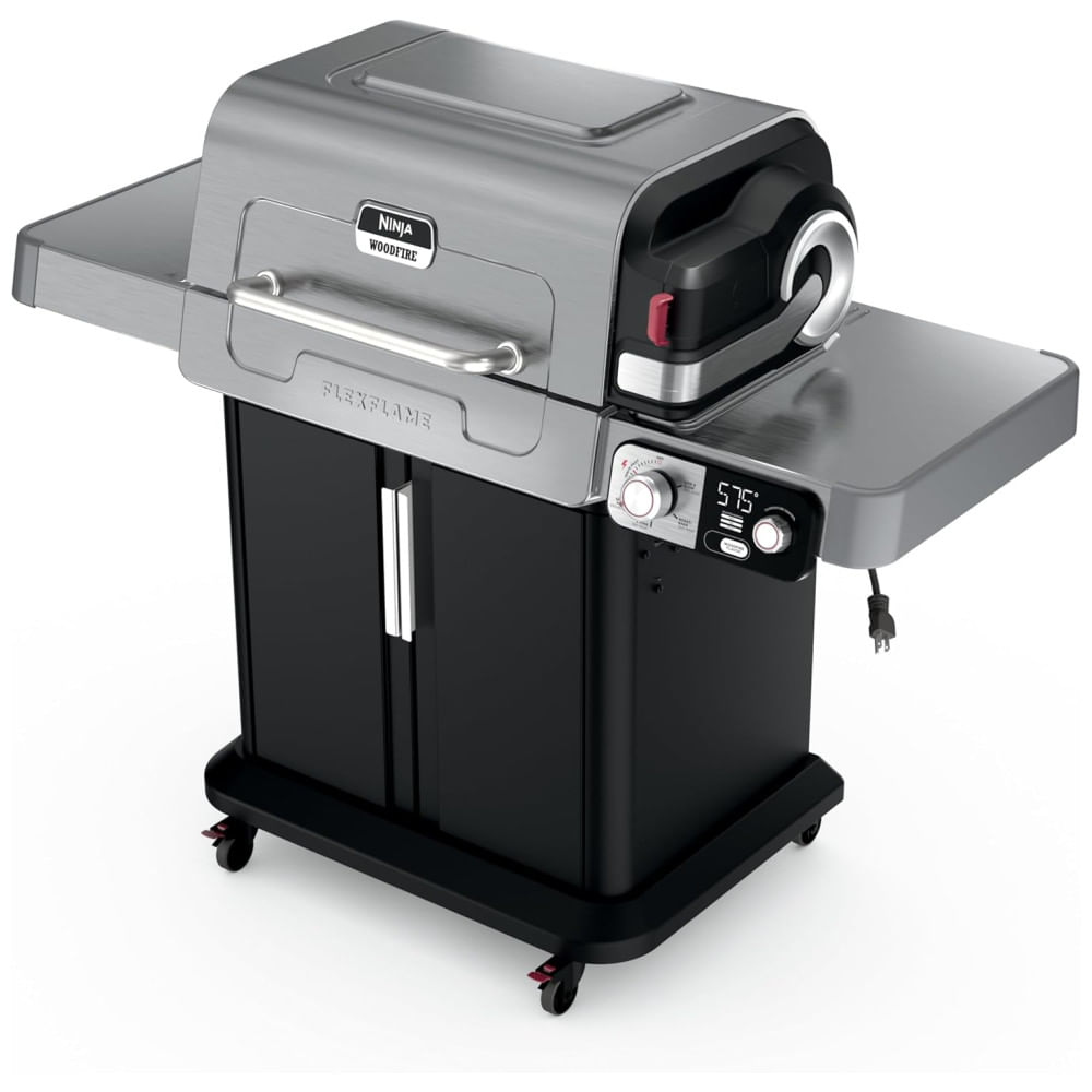 Ninja FlexFlame Master: Churrasqueira e Defumador Elétrico e a Gás, Assador, Grelhador, Forno de Pizza, Sistema de Cozimento 5 em 1, Controle
