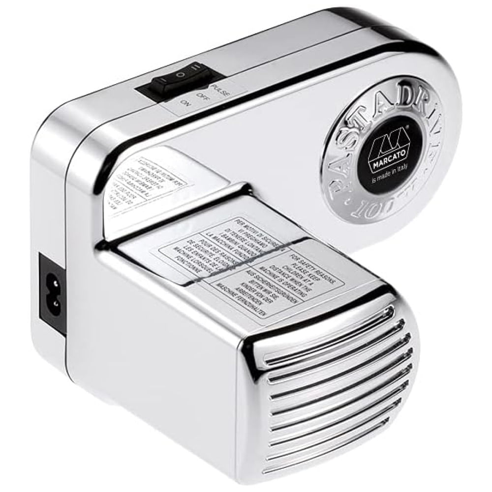 Máquina de Massas Elétrica MARCATO Pastadrive 110V, Aço Cromado. Compatível com Máquinas Atlas Ampia e Marga Mulino