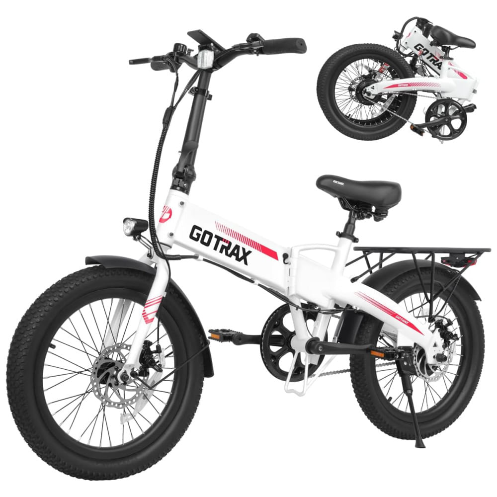 Bicicleta Elétrica Dobrável Gotrax 20" com 40 Milhas de Auxílio ao Pedalar por Bateria de 48V, Potência de 20Mph com Pico de 500W, Bicicleta Elétrica