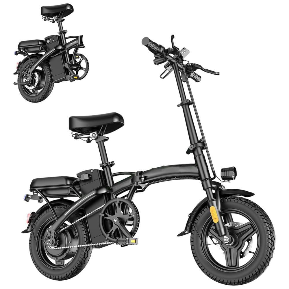 Bicicleta Elétrica para Adultos 500W de Pico, Velocidade Máxima de 37km/h, Bicicletas Elétricas Dobráveis de 36cm, Mini Ebike de 14 Polegadas com Assi