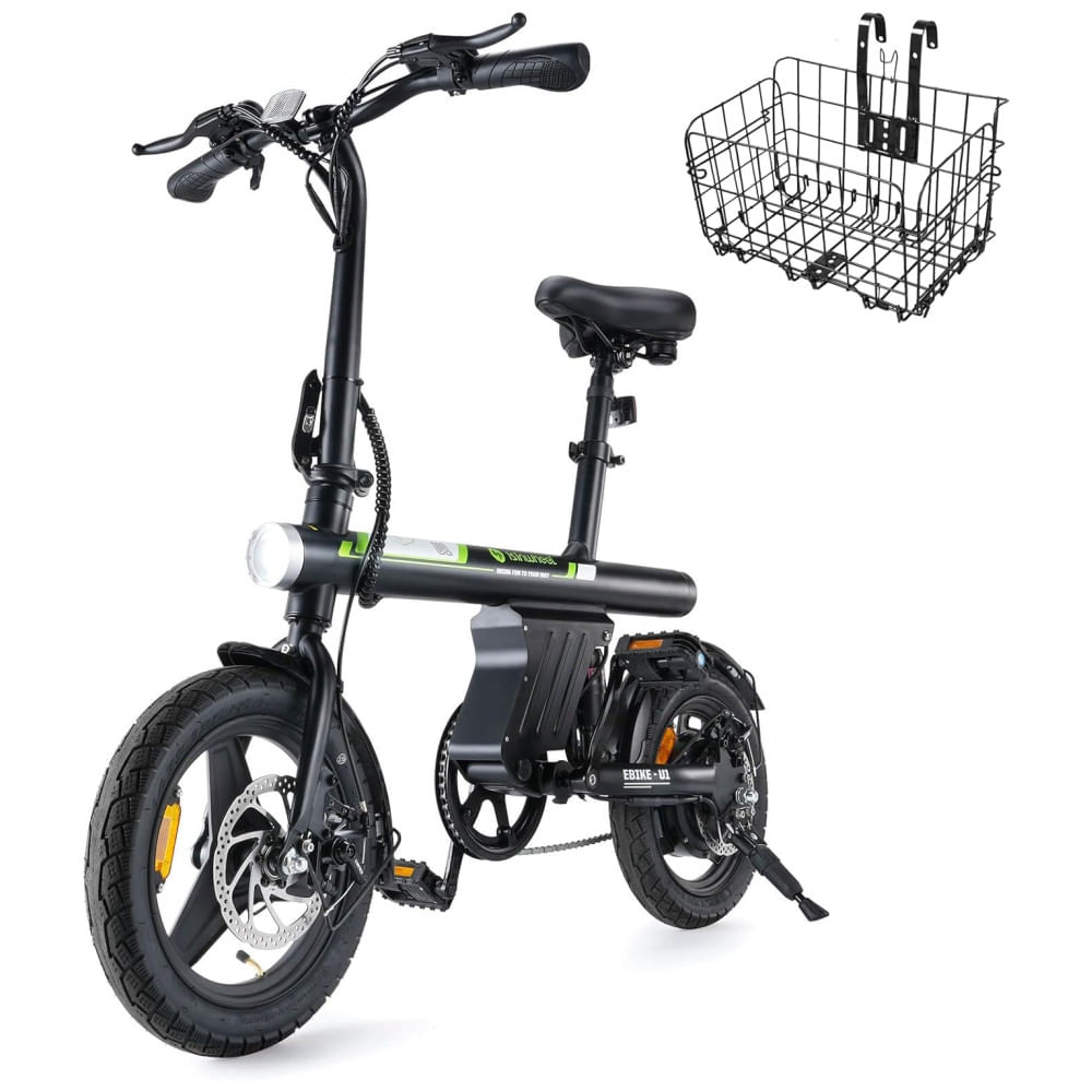 Bicicleta Elétrica isinwheel para Adultos com Cesta, Motor de 500W, Ebike Dobrável de 20 mph, Bicicletas Elétricas para Adultos com 14" e 16", Subida