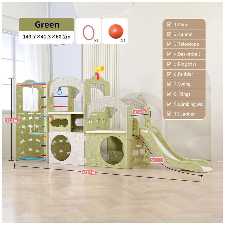 UNICOO-Playground-Indoor-10-em-1-Toboga-Parede-de-Imagem-1