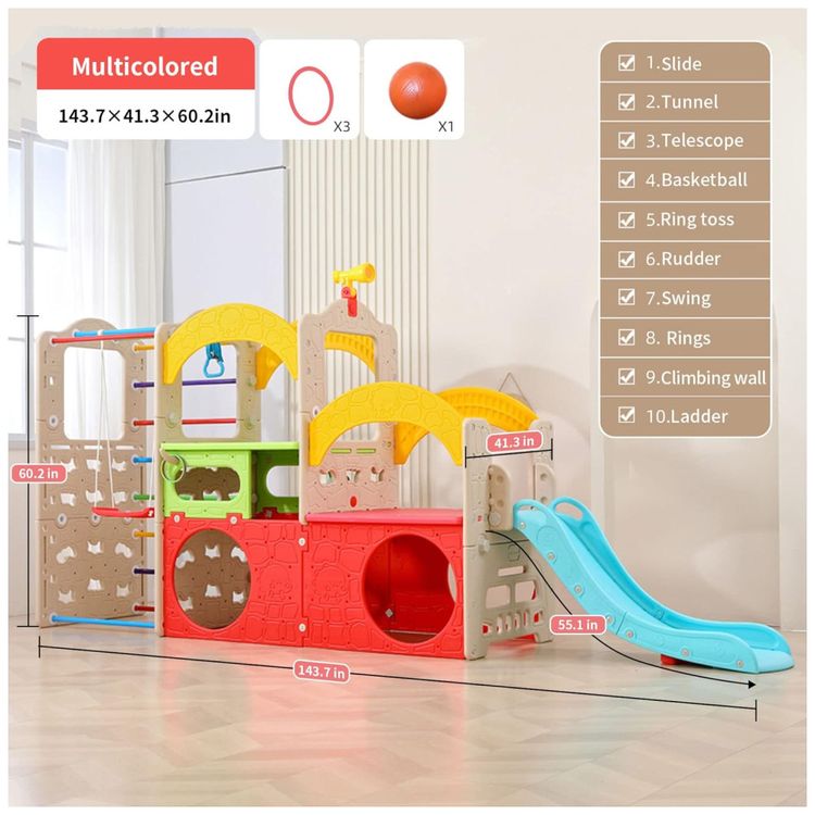 UNICOO-Parque-Infantil-10-em-1-Playset-de-Ginasio-Indoor-Imagem-1