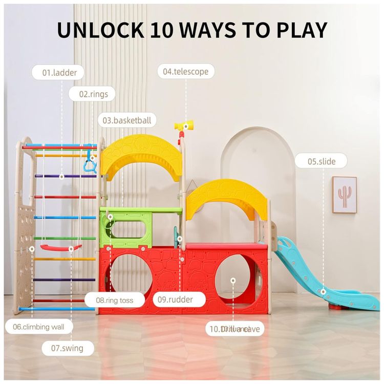 UNICOO-Parque-Infantil-10-em-1-Playset-de-Ginasio-Indoor-Imagem-6