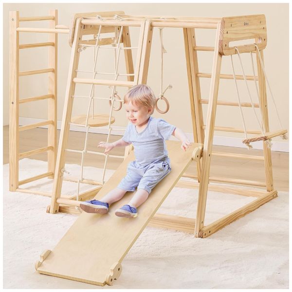 Playground-Indoor-8-em-1-para-Criancas-Ginasio-de-Madeira-Imagem-0
