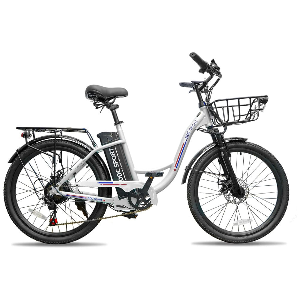 Bicicleta Elétrica Cruiser de 24 Polegadas, E-Bike para Adultos, E-Bike com Bateria Removível, Bicicleta Elétrica para Mulheres e Homens, Bicicleta El