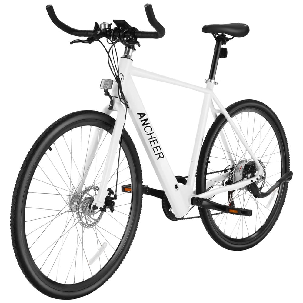 Bicicleta Elétrica ANCHEER para Adultos, 20MPH, Aro 700C, Bicicleta de Passeio com Bateria de 36V, Display Digital Central, Freios a Disco Duplo, Bici