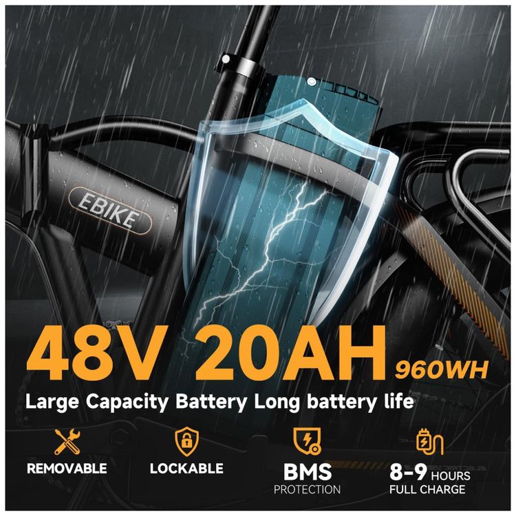 Bicicleta-Eletrica-Dobravel-de-1000W-Bateria-Removivel-de-Imagem-2