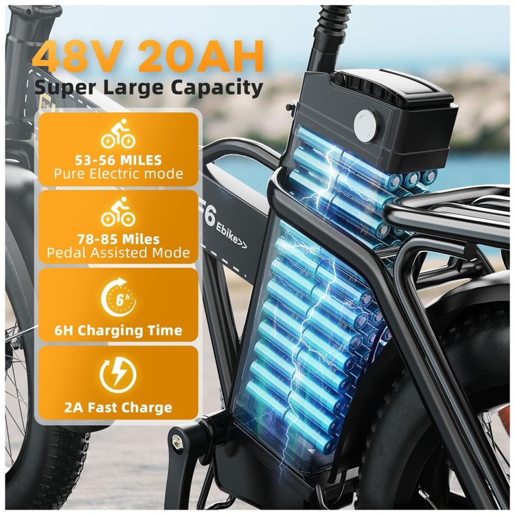 Bicicleta-Eletrica-Dobravel-de-1000W-Bateria-Removivel-de-Imagem-2
