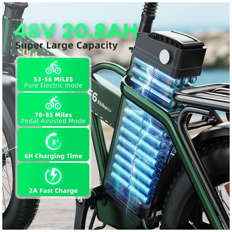 Bicicleta-Eletrica-Dobravel-de-1000W-Bateria-Removivel-de-Imagem-2