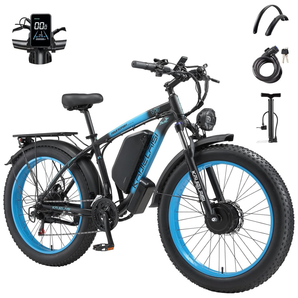 KETELES Peak 4000W Bicicleta Elétrica para Adultos, 26 Ebike Pneu Gordo 56KM/H AWD Duplo Motor Bicicletas Elétricas, Bateria Removível de 1104WH Freio