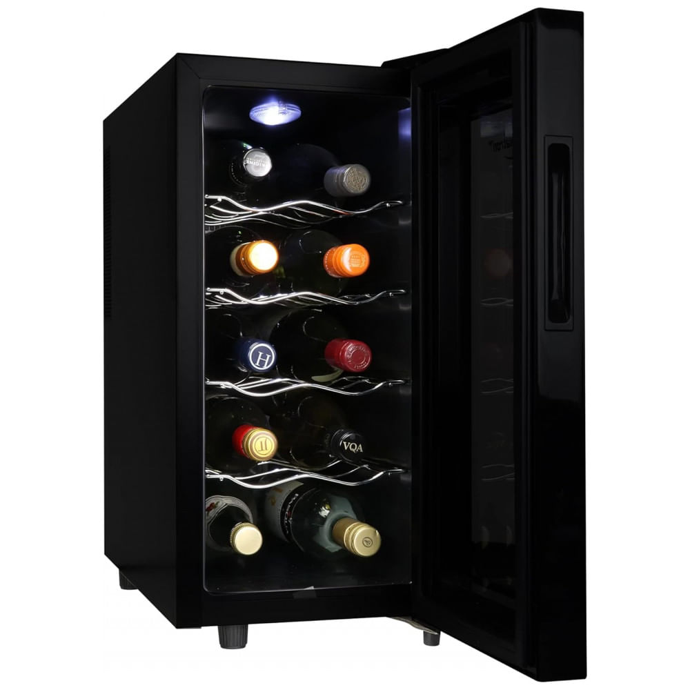 Koolatron Wine Fridge - Adega para Vinhos com 10 Garrafas, Armário para Champanhe, Vinho Tinto e Branco, Celler Termoelétrico Independente para Bar,