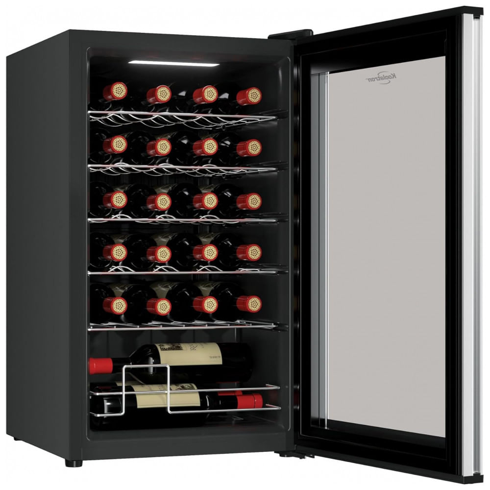 Koolatron Wine Fridge Wine Cooler, 24 Garrafas para Champanhe, Vinho Branco e Tinto, Adega Dual Zone Autônoma para Bar, Casa, Cozinha, Porta de Vidro