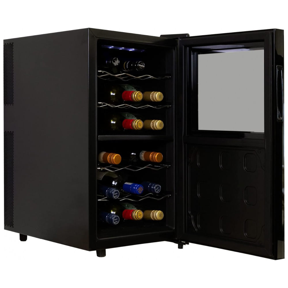 Koolatron 18 Garrafas Dual Zone Refrigerador de Vinhos, Geladeira de Vinhos Preta,48L, Adega Independente, Armazenamento de Vinhos