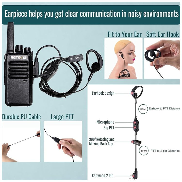 Radio-Comunicador-Walkie-Talkie-Retevis-RT68-com-Fone-Imagem-2