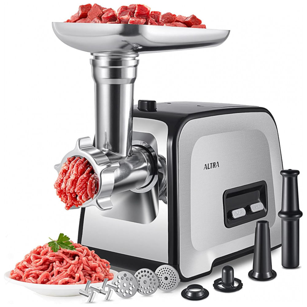 Moedor de Carne, Ensacadeira de Linguiça, Moedor de Carne Elétrico de 2800W com Lâminas de Aço Inoxidável, 3 Placas de Moagem, ALTRA LIFE