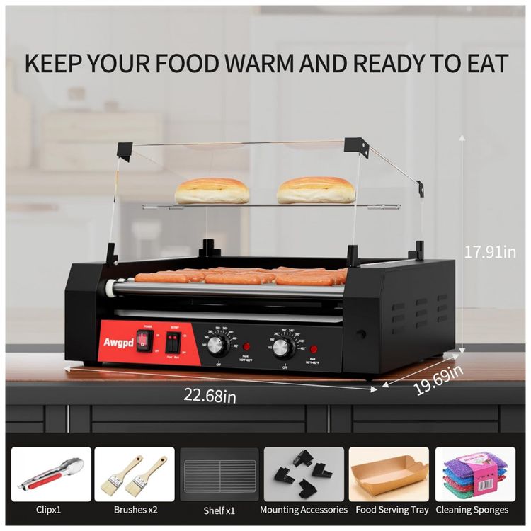 Maquina-de-Hot-Dog-Comercial-de-1650W-11-Rolos-30-Rolos-de-Imagem-1