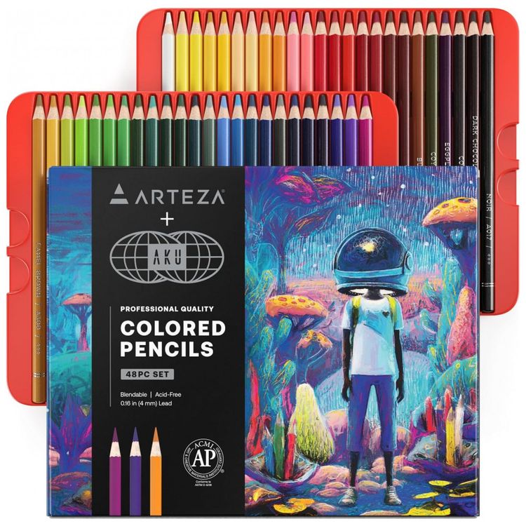 Conjunto-de-48-lapis-de-cor-a-base-de-cera-ARTEZA-AKU-World-Imagem-0