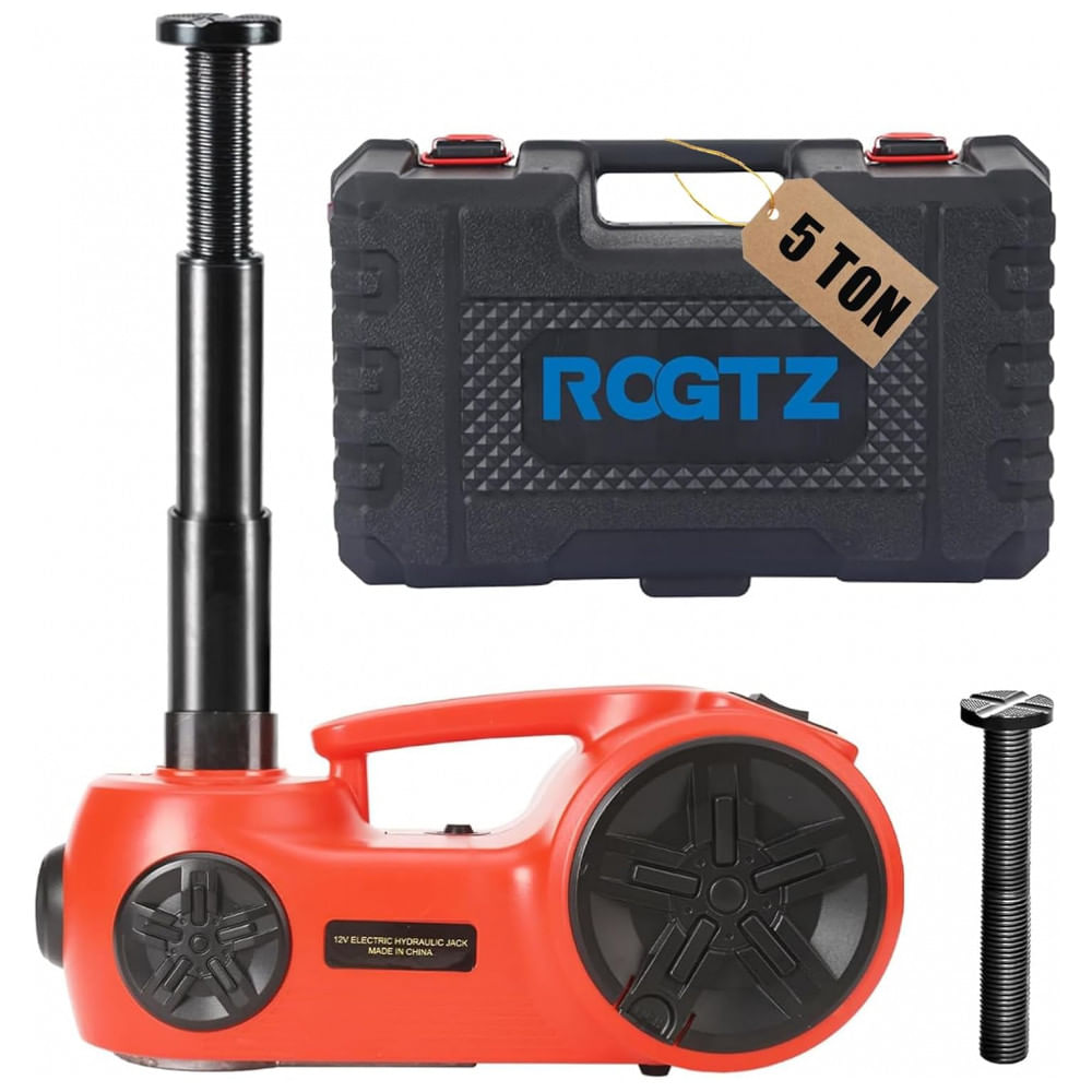 Macaco Elétrico Hidráulico ROGTZ Atualizado 5 Toneladas 12V Elevação Portátil 53cm com Bomba Infladora de Pneus para Reparos de SUV Sedan e Caminhão K