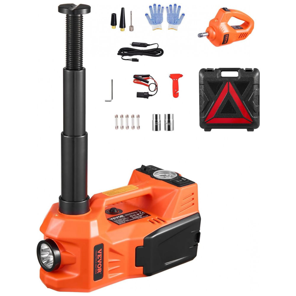 Macaco Elétrico VEVOR, 5 Toneladas, Macaco Elétrico com Inflador Incorporado, Troca de Pneus de 12V com Chave de Impacto Elétrica e Luz LED,