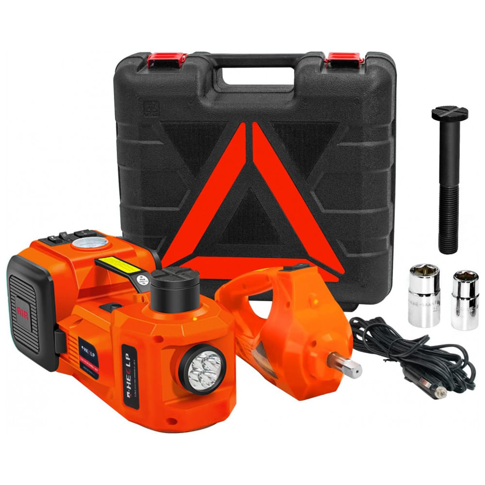 Kit de Macaco Elétrico E-HEELP 5Ton 12V Elevador Hidráulico para Carros Faixa de Elevação de 15,49-53,07 cm com Chave de Impacto Elétrica para Troca