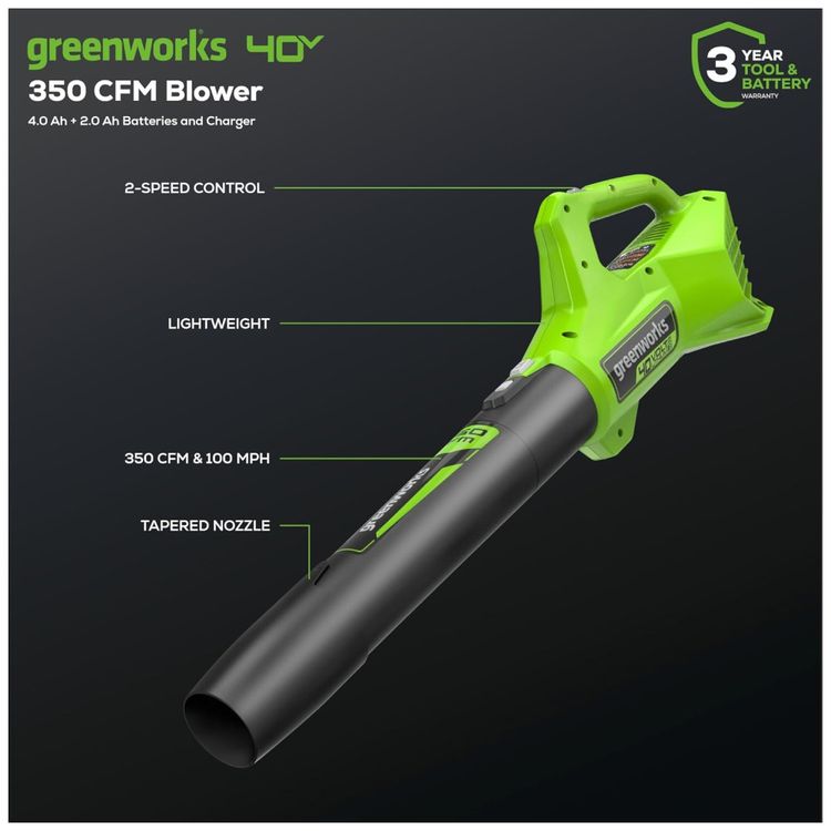 Combo-Greenworks-40V--Cortador-de-Grama-Sem-Fio-Soprador-Imagem-2