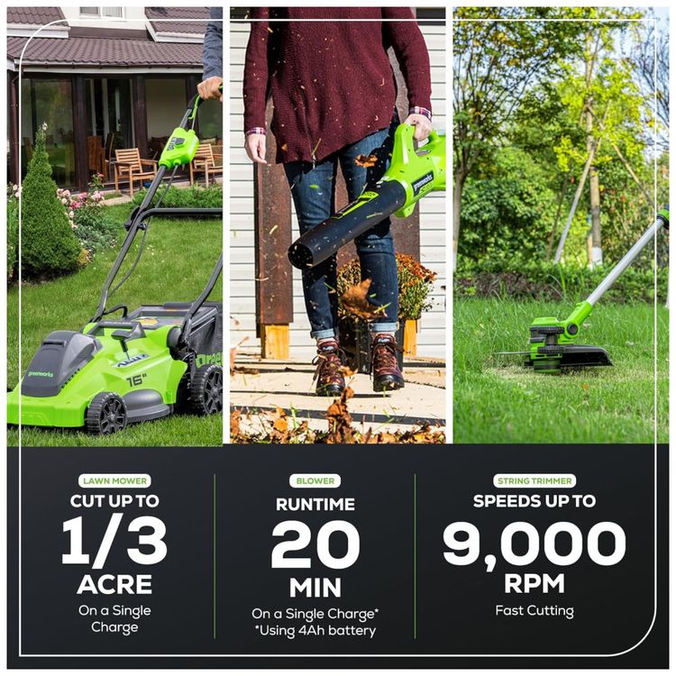 Combo-Greenworks-40V--Cortador-de-Grama-Sem-Fio-Soprador-Imagem-4