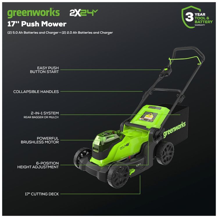 Kit-Greenworks-48V--Cortador-Brushless-Aparador--Soprador-Imagem-1