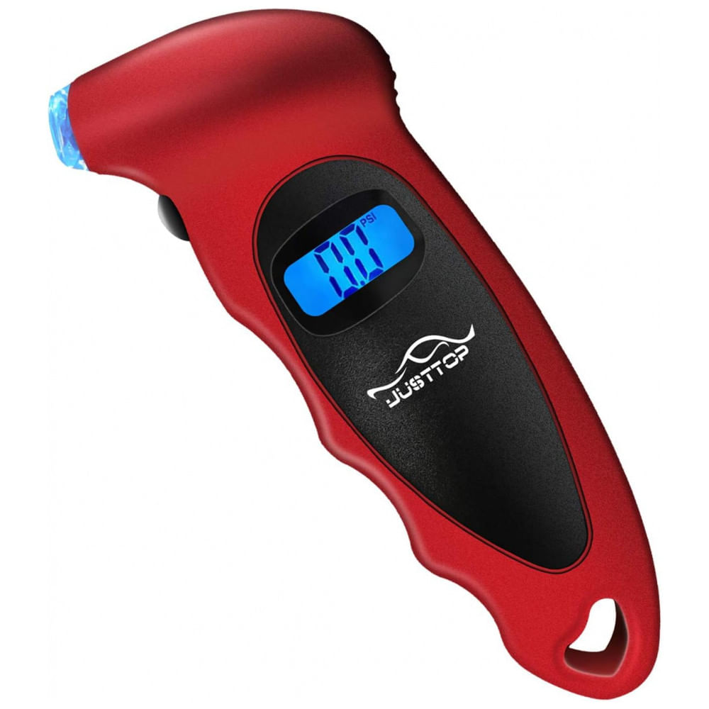 Medidor de Pressão de Pneus Digital JUSTTOP, 150 PSI 4 Configurações para Carros, Caminhões e Bicicletas, Display LCD Retroiluminado e Empunhadura