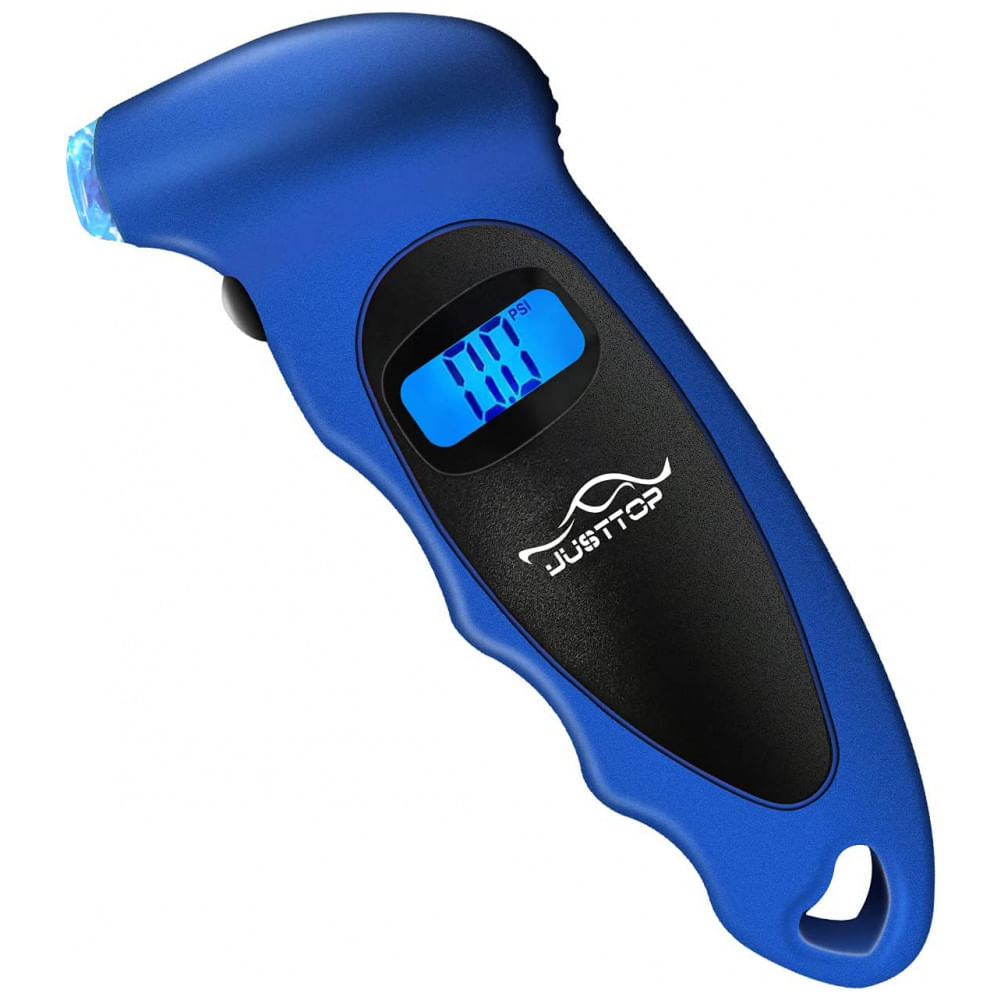 Medidor de Pressão Digital para Pneus JUSTTOP, 150PSI 4 Configurações para Carros, Caminhões e Bicicletas, LCD Iluminado e Alça Antiderrapante,