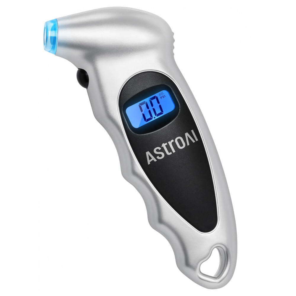 Calibrador de Pressão Digital AstroAI 0150PSI, Preciso em Incrementos de 0,1, Display LCD Retroiluminado e Adaptador de Válvula Presta, 4 Unidades