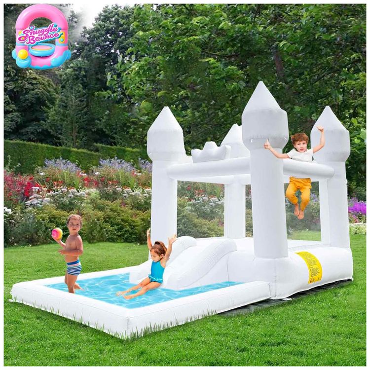 Castelo-Inflavel-Branco-com-Escorregador-Inflavel-e-Piscina-Imagem-7