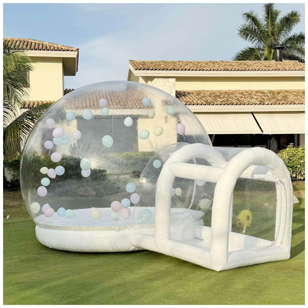 Casa Inflável de Bolha de 3m com Área de Pulo Comercial de PVC de Alta Qualidade, Casa de Bolha para Crianças com Ventilador e 50 Balões Brancos,AEOR