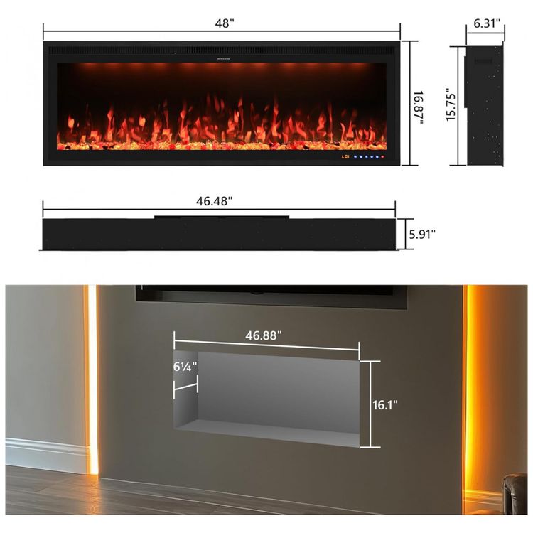 Lareira-Eletrica-Embutida-e-de-Parede-Valuxhome-12192-cm-Imagem-1