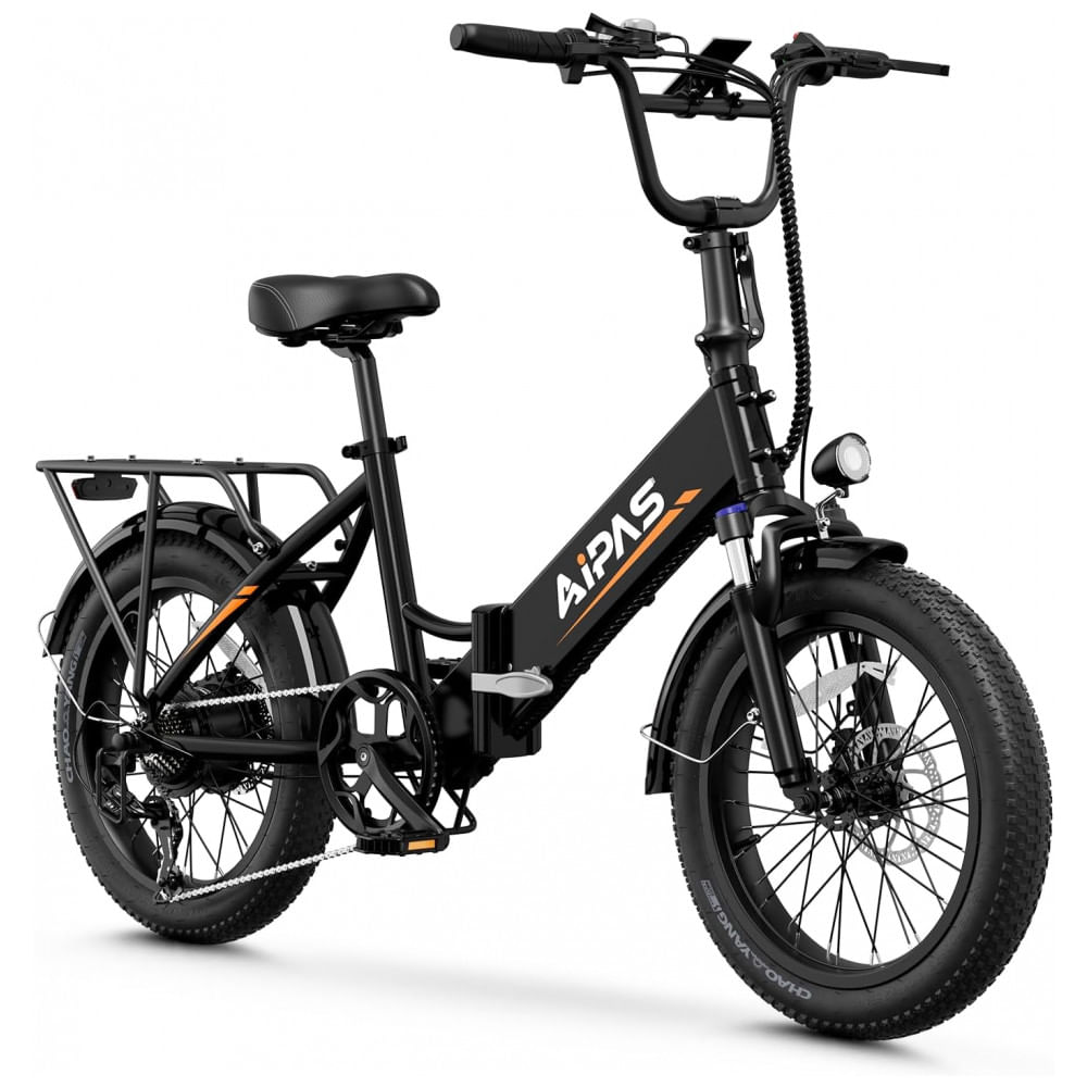 Bicicleta Elétrica Aipas A2 Dobrável, Bicicleta Elétrica com Pneus Largos de 20 Polegadas, Motor de 750W, Bateria Removível de 48V, Velocidade Máxima