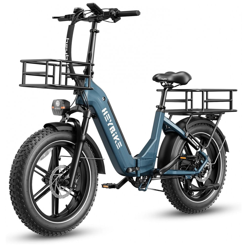 Bicicleta Elétrica para Adultos Heybike Ranger S, Motor de Pico 1400W, Pneu Gordo 20x4.0, Bateria Removível de 48V 14.4AH, 7 Velocidades, Garfo Hidráu