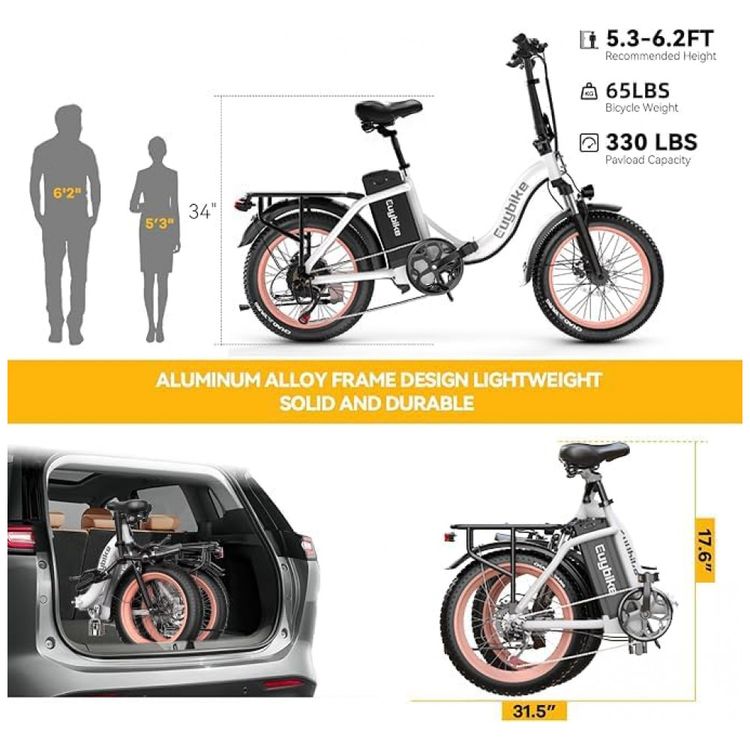 Bicicleta-Eletrica-Dobravel-de-1000W-Bateria-Removivel-de-Imagem-8