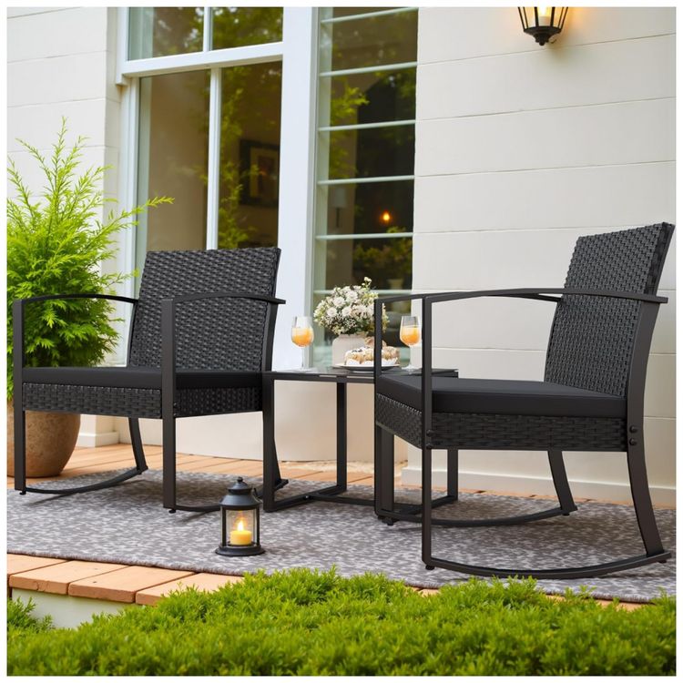 Conjunto-de-Moveis-de-Patio-Homall-3-Pecas-Preto---Cadeiras-Imagem-4