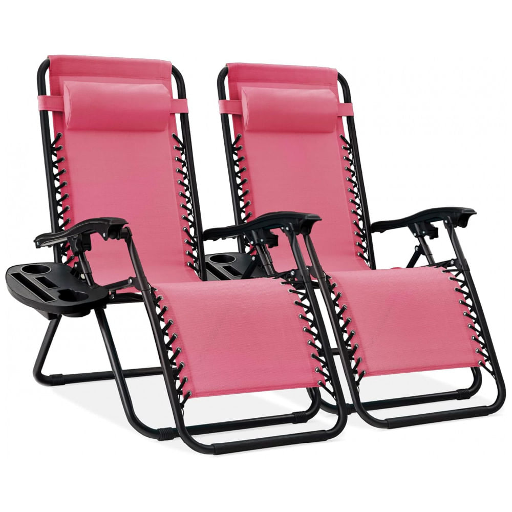 Conjunto de 2 Cadeiras Reclináveis de Aço com Mesh Ajustável em Posição Zero Gravity,Best Choice Products