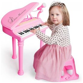 Piano-Teclado-Infantil-com-31-Teclas-Microfone-e-Banco-para...-Imagem-0