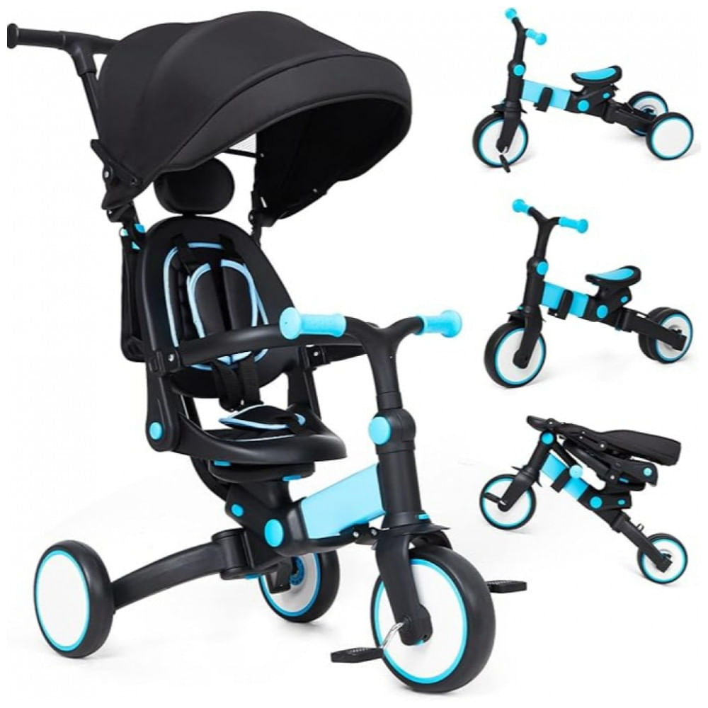 Triciclo para bebê GAOMON 7 em 1, triciclo infantil dobrável com alça parental removível e ajustável, bicicleta infantil com pedal removível...