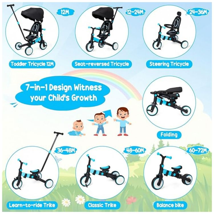 Triciclo-para-bebe-GAOMON-7-em-1-triciclo-infantil-dobravel...-Imagem-3
