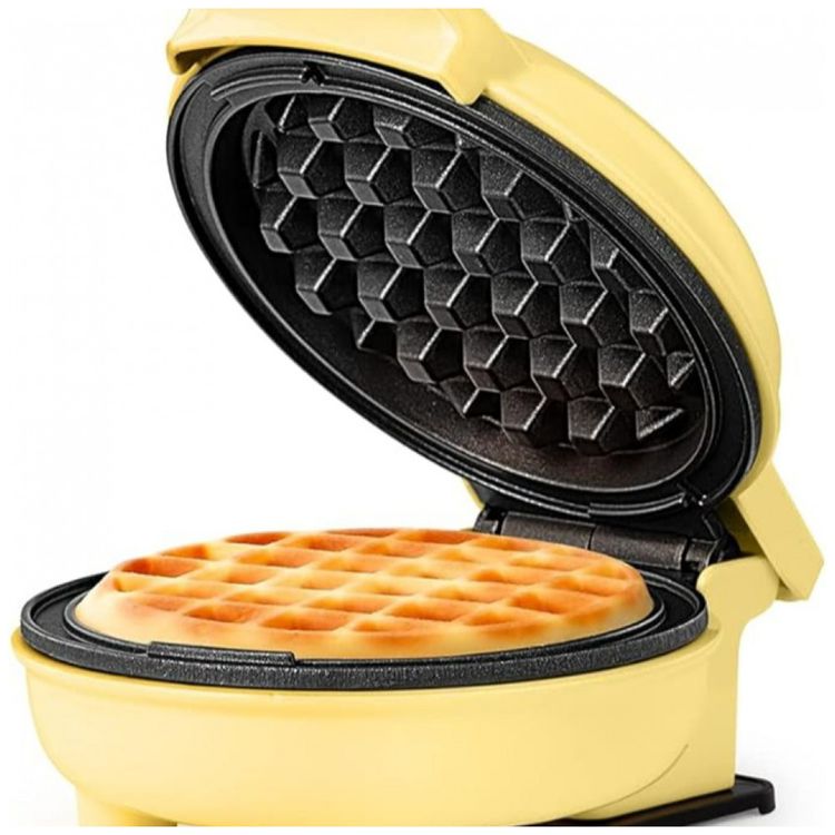 Mini-Maquina-de-Waffle-Antiaderente-Amarela-110v...-Imagem-0