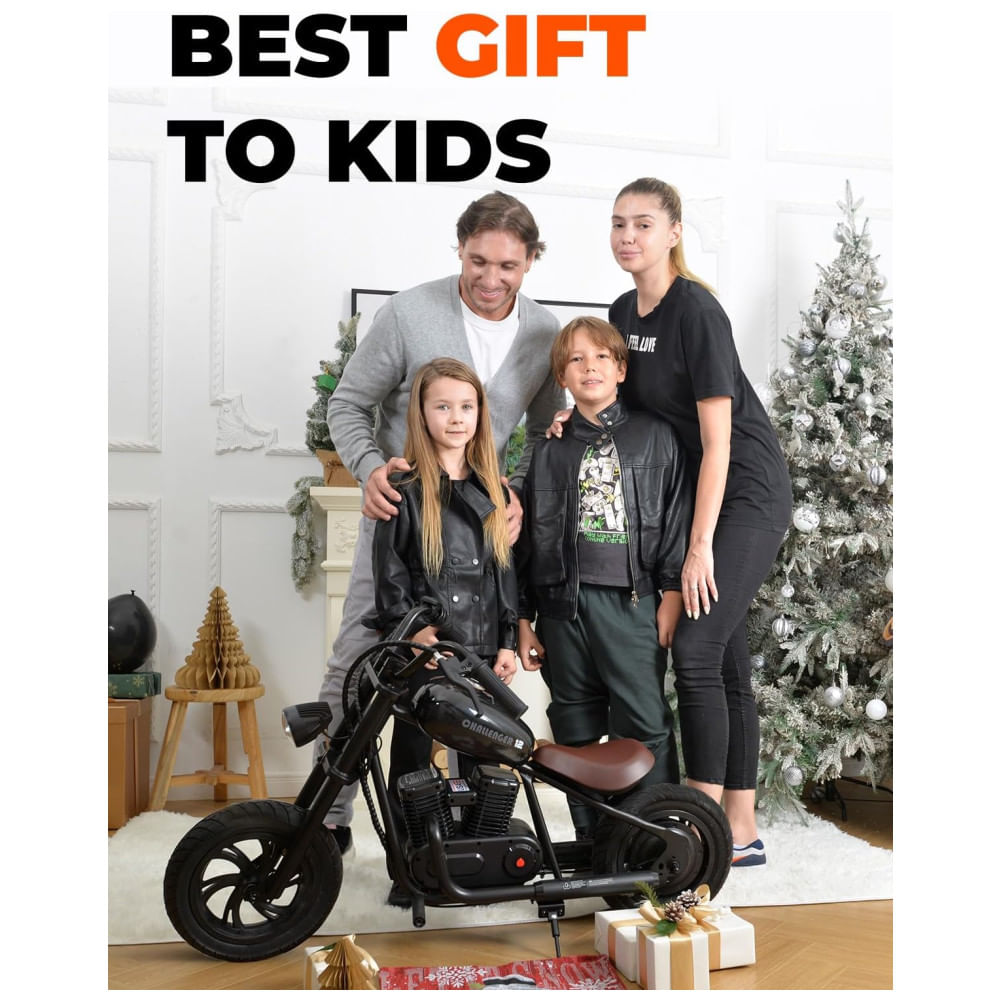 Encontraproduto.com.br - Moto Elétrica Infantil a Bateria 21V, 60 Min de Ação, até 16 km, h para Crianças de 3 Anos ou Mais, Hyper GoGo, Preta